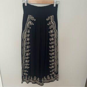 Sundance Wide Leg Embroidered Pants Black and Cream Size XS